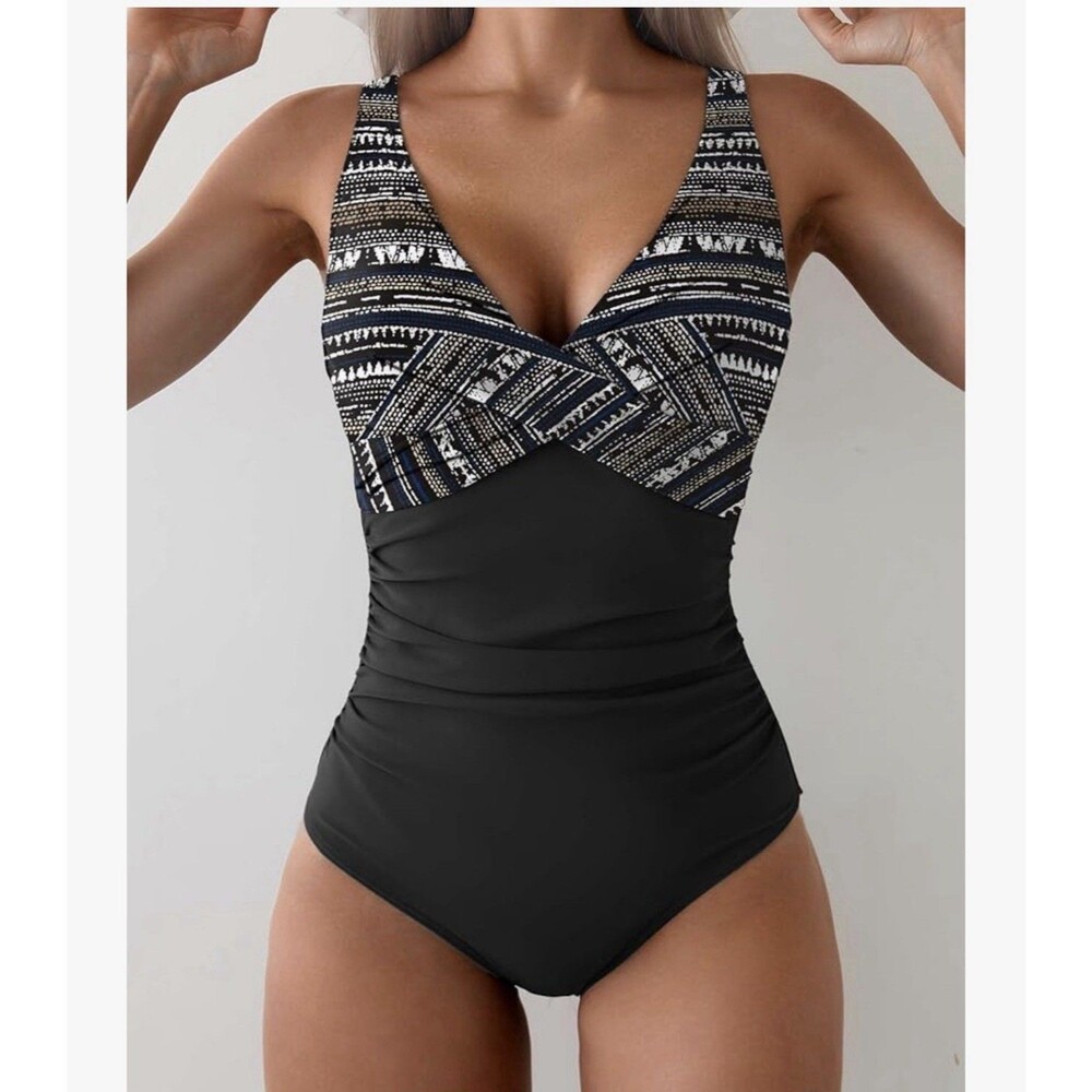 Eomenie Women's One Piece Swimsuit Tummy Control Ruched Push Up Bathing Suit XL - Picture 2 of 13